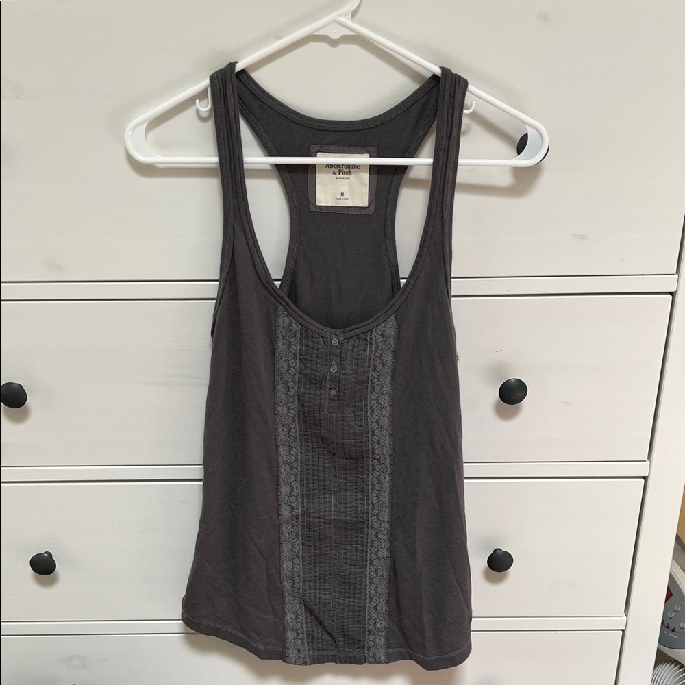 Abercrombie & Fitch Dark Charcoal Racerback Tank with Front Panel